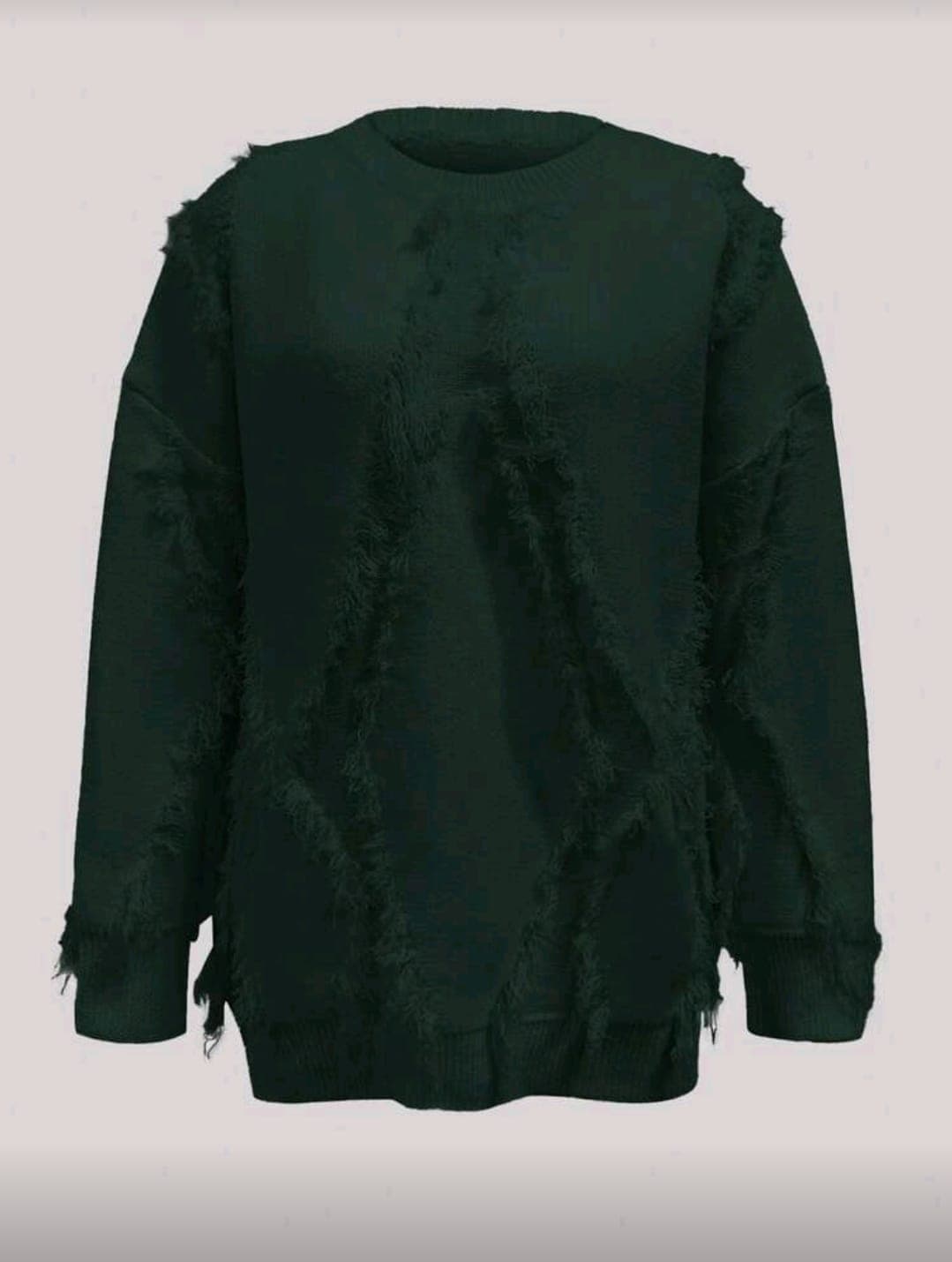 Dark Green Textured Oversized Knit Sweater for Women – Shein Inspired Cozy Casual Style
