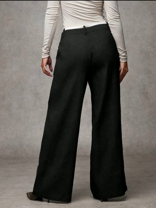 Black Wide Leg Tailored Pants for Women – Shein Inspired Elegant Casual Style