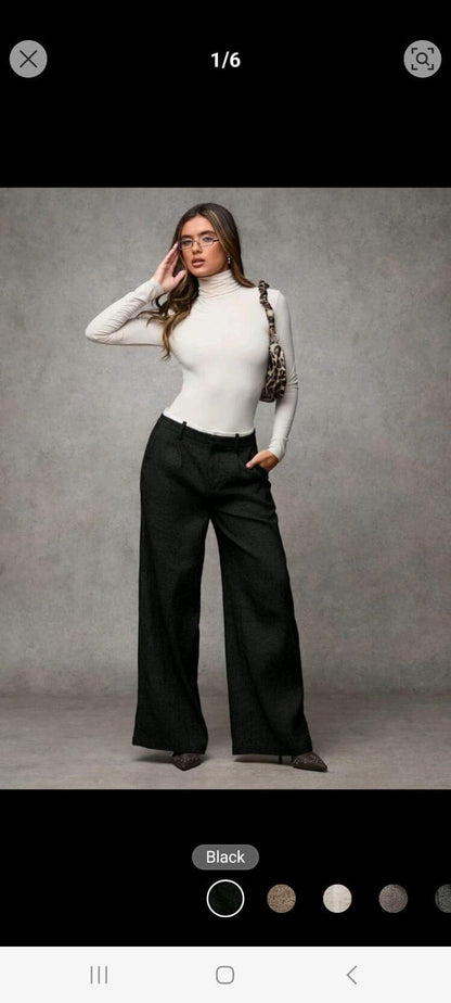 Black Wide Leg Tailored Pants for Women – Shein Inspired Elegant Casual Style