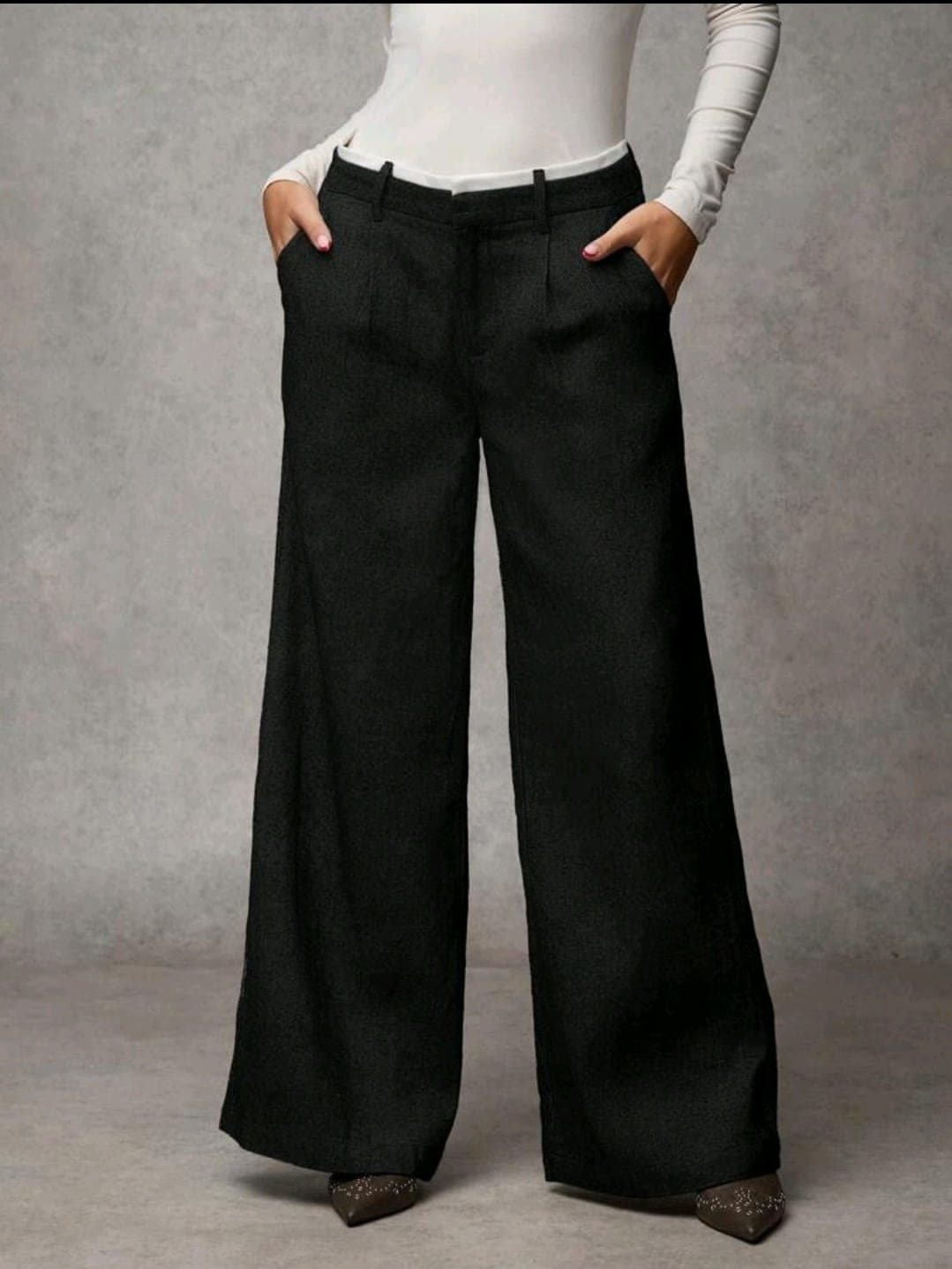 Black Wide Leg Tailored Pants for Women – Shein Inspired Elegant Casual Style
