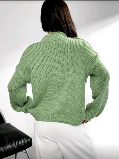 Light Green Oversized Knit Sweater for Women – Shein Inspired Cozy Casual Style