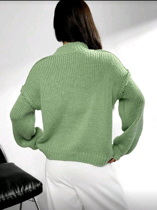 Light Green Oversized Knit Sweater for Women – Shein Inspired Cozy Casual Style