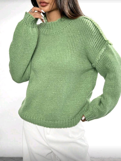 Light Green Oversized Knit Sweater for Women – Shein Inspired Cozy Casual Style