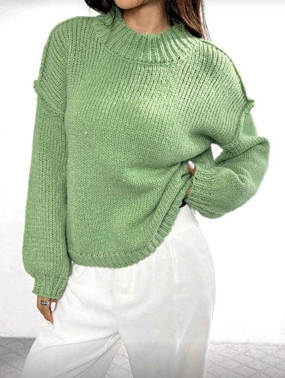Light Green Oversized Knit Sweater for Women – Shein Inspired Cozy Casual Style