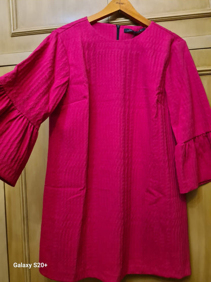 Bell Sleeve Textured Mini Dress