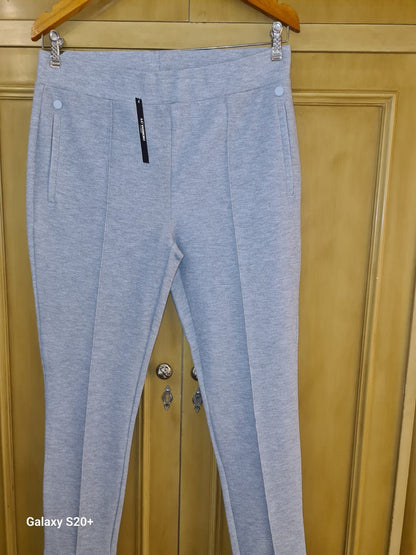 Light Grey High-Waist Tailored Pants for Women