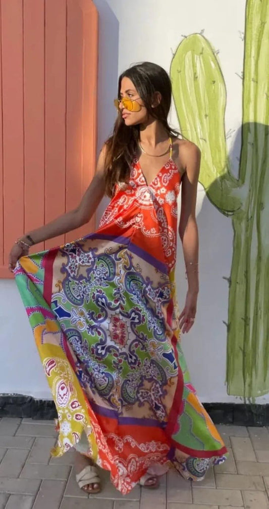 Colorful Printed Maxi Summer Dress for Women