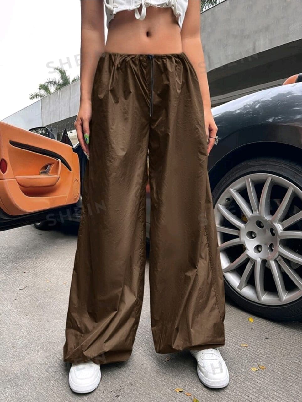 Wide Leg Drawstring Waist Pants