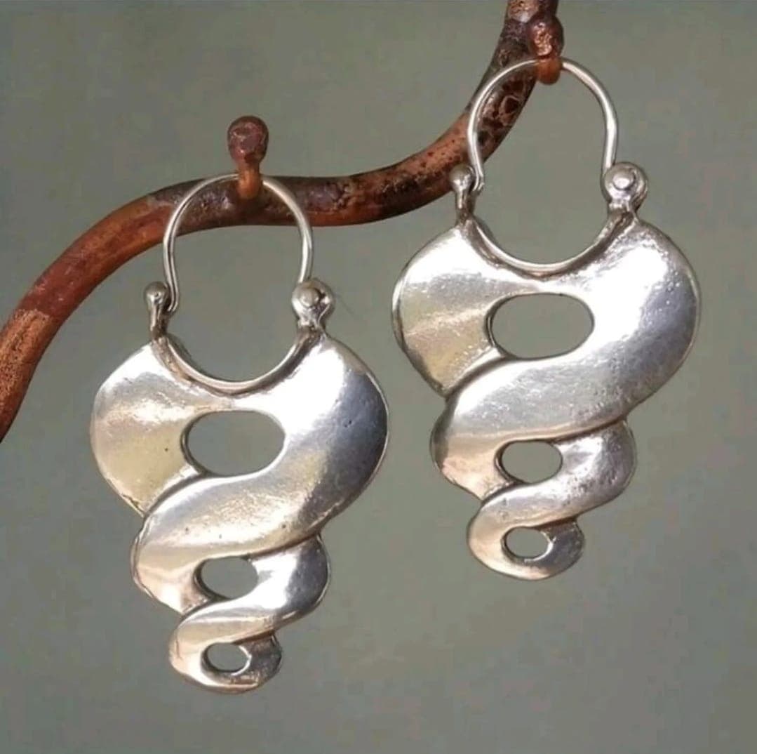 Abstract Silver Hoop Drop Earrings – Sculptural Design