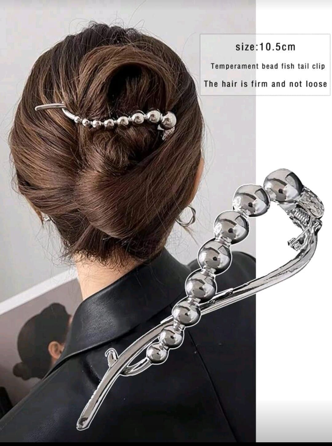 Metal Beaded Hair Clip – Elegant Fish Tail Design