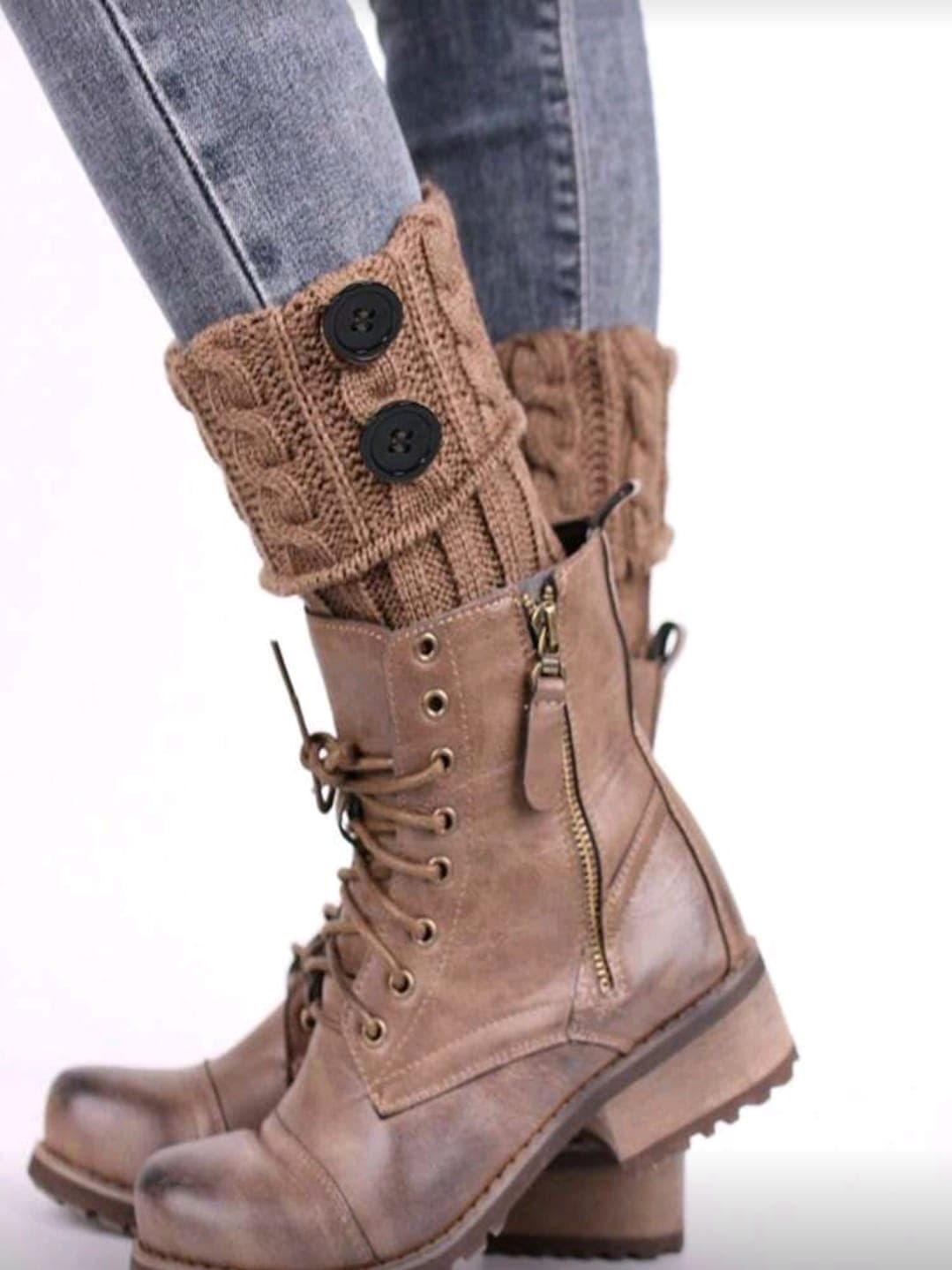 Knitted Fingerless Gloves for Women – Buttoned Winter Arm Warmers