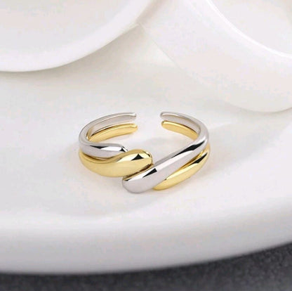 Adjustable Two-Tone Open Ring