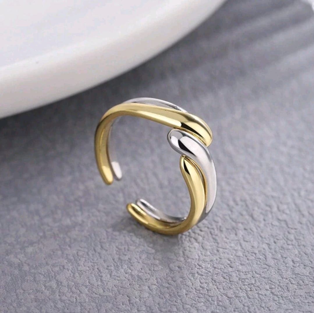 Adjustable Two-Tone Open Ring