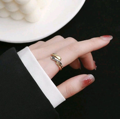 Adjustable Two-Tone Open Ring