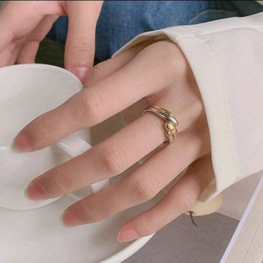 Adjustable Two-Tone Open Ring