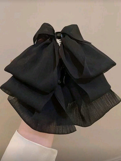 Oversized Satin Hair Bow Scrunchie – Oversized Satin Hair Bow Scrunchie – BlackBlack
