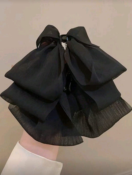 Oversized Satin Hair Bow Scrunchie – Oversized Satin Hair Bow Scrunchie – BlackBlack