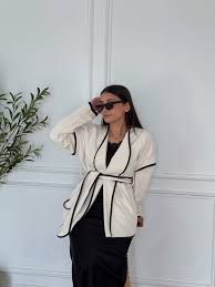 Women’s Contrast Trim Belted Blazer Jacket – Shein Fast Delivery in 5 Days | Delicado