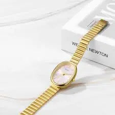 Women’s Gold Minimalist Quartz Watch from Shein – Bamboo Link Strap Oval Dial Watch