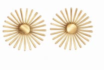 أقراط ذهبية متدلية بتصميم شعاع الشمس - أقراط دائرية كبيرة متدلية - مجوهرات جريئة للحفلات النسائية